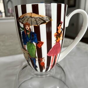 Striped Mug with Fashion Illustration